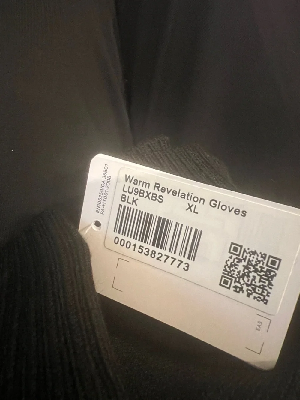 Lululemon Warm Revelation Gloves Black XL Merino Wool Blend